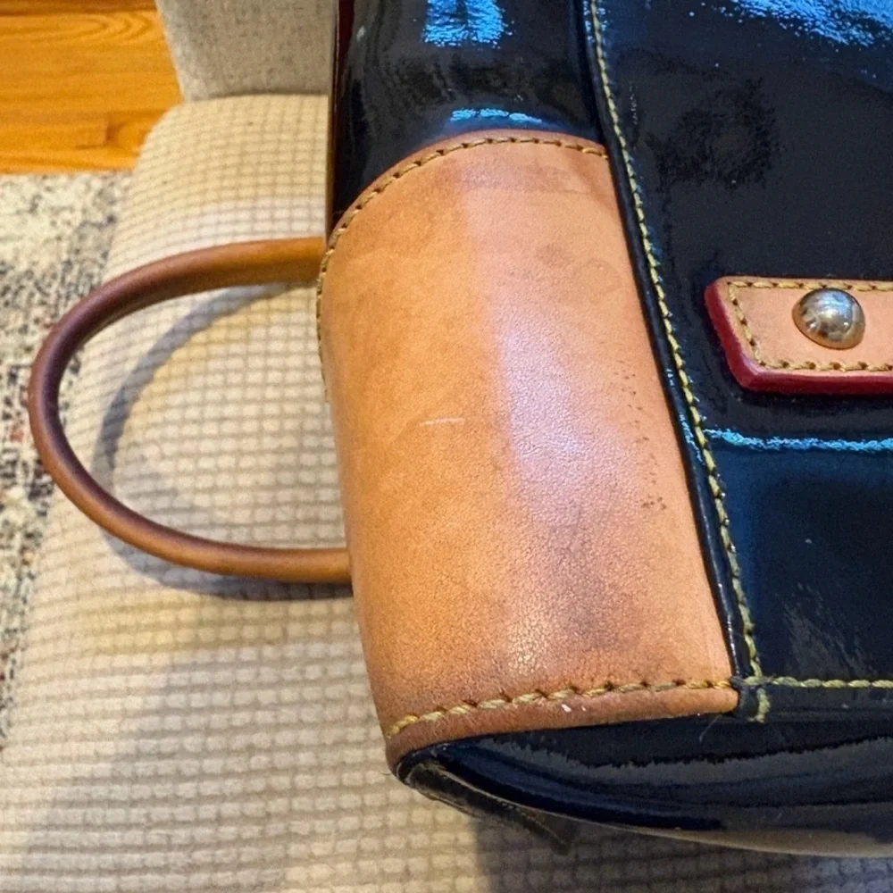 Dooney & Bourke All Leather - Black Patent and Tan